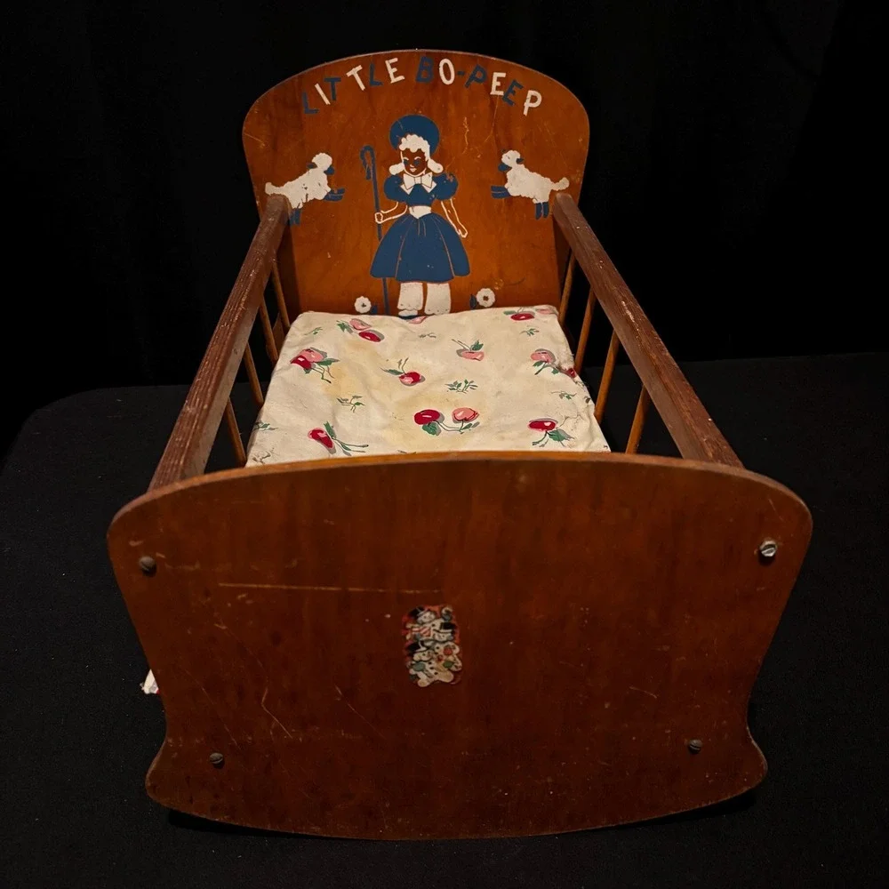 Vintage Wooden Doll Cradle – Little Bo Peep Design